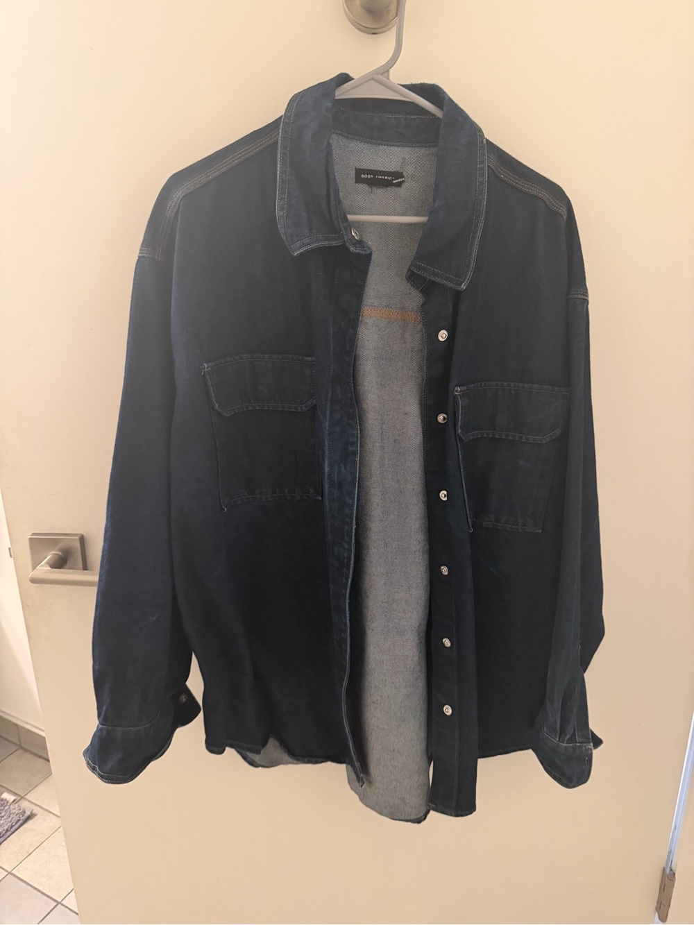 Good American Dark Blue Denim Button-Up Jacket